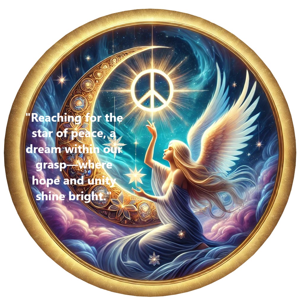 Angel reaching for star of peace